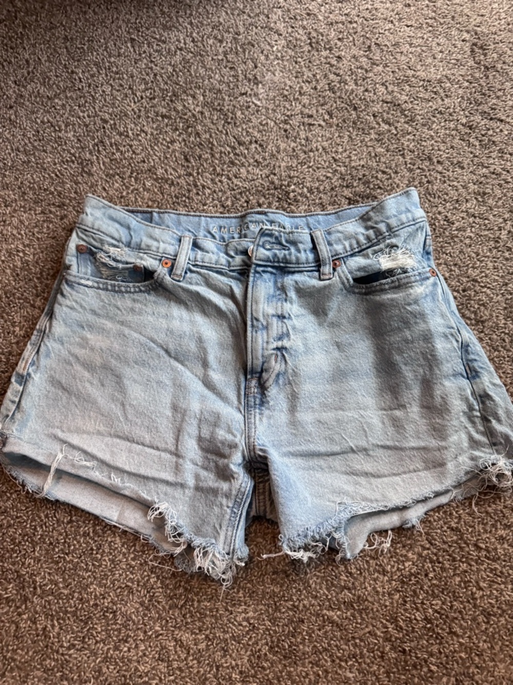 Size 4 American Eagle Outfitters Light Wash Ex Boyfriend Denim Cutoff Shorts